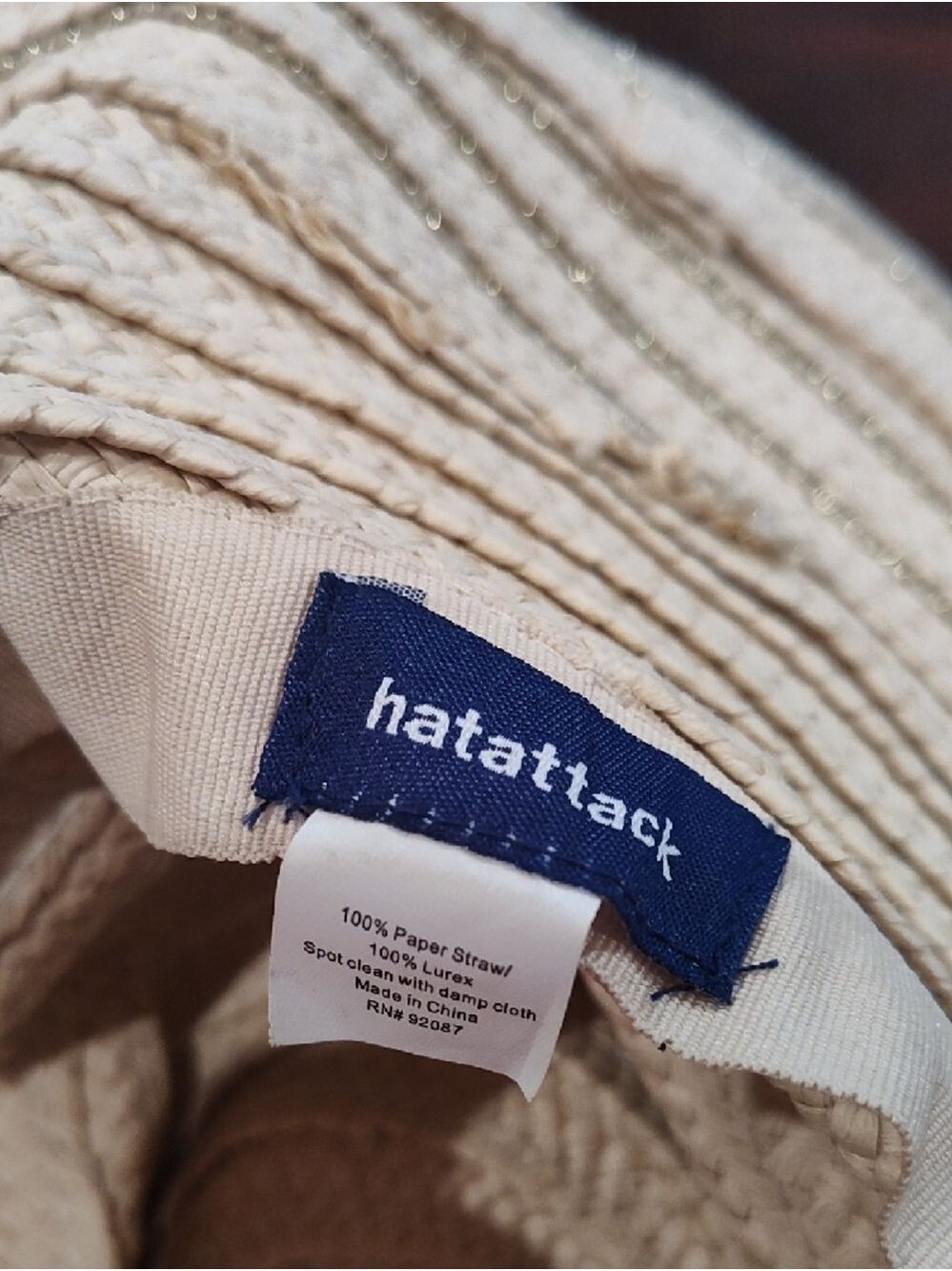 Hat Attack Cream Braided Sun Hat with Green Stripe Accent - Picture 2 of 5